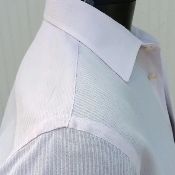 CHRISTIAN DIOR VINTAGE MEN'S PURE WHITE STRIPED LUXURY * CRESTED DRESS SHIRT